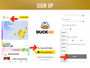 (4) Click Log-in on the upper left Corner of the page. (5) Choose how to Sign-up. (6) Agree all terms and enter necessary information then click 'Agree' button then you're done!