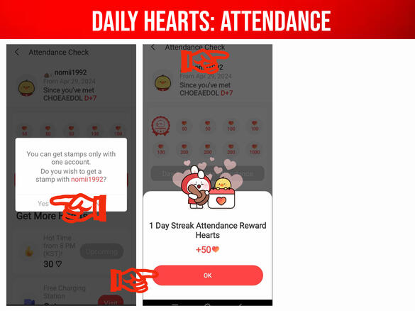 (4) Press on 'Yes' (5) Click 'Ok' button to collect your 50 hearts