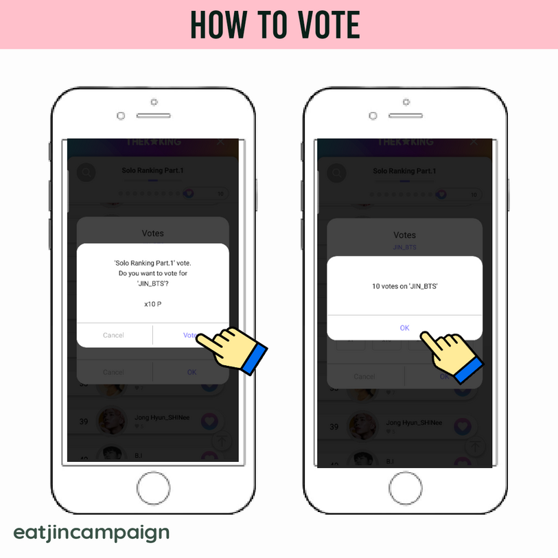 (5) Click 'Vote' to continue. (6) Click "Ok' to finish voting.